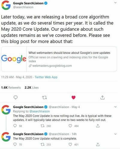 Google搜索2020年5月核心算法更新 Google 微新闻 第1张